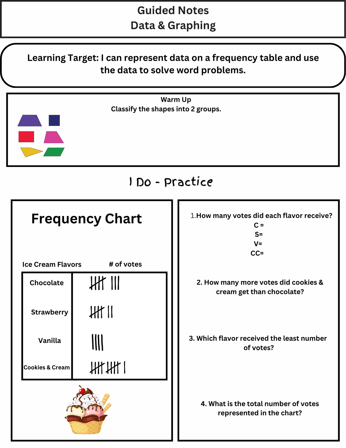 3rd Grade Data & Measurement Guided Notes