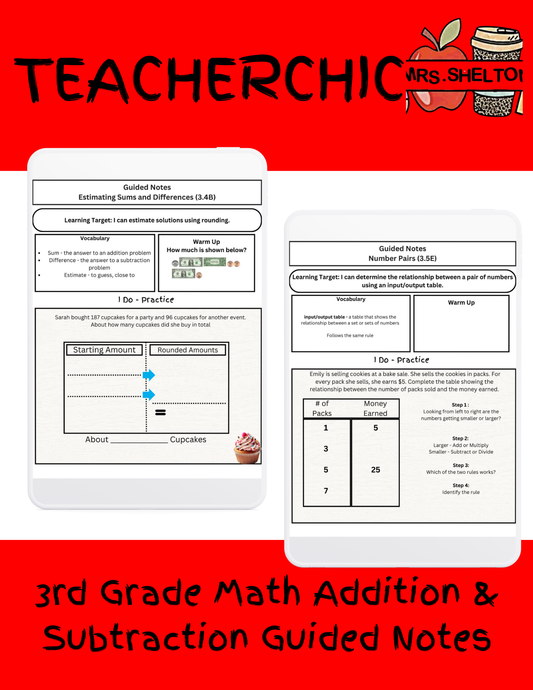 3rd Grade Addition/Subtraction Guided Notes