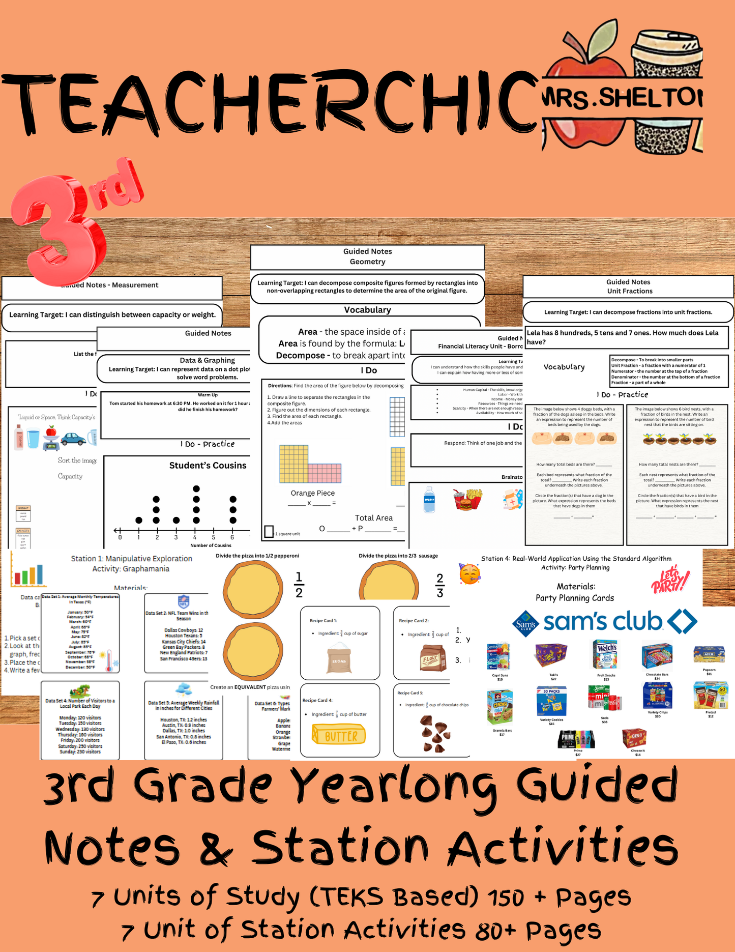 3rd Grade Math Guided Notes & Station Activities Bundle (Yearlong)