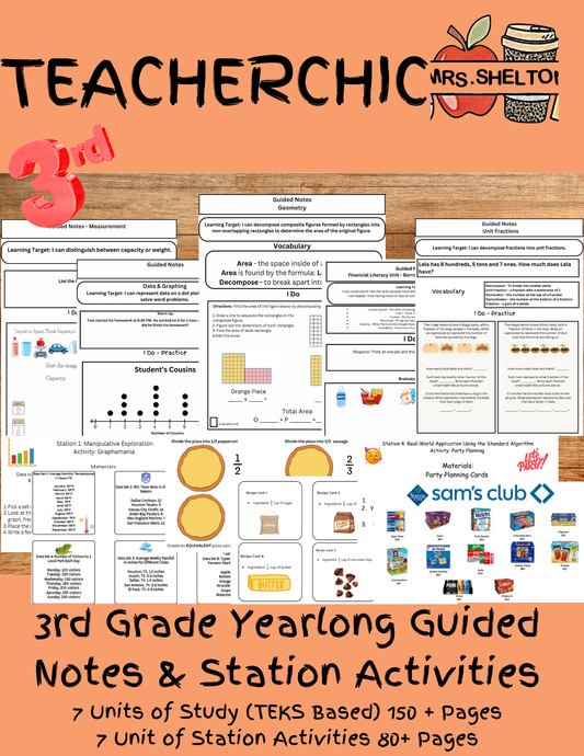 3rd Grade Math Guided Notes & Station Activities Bundle (Yearlong)