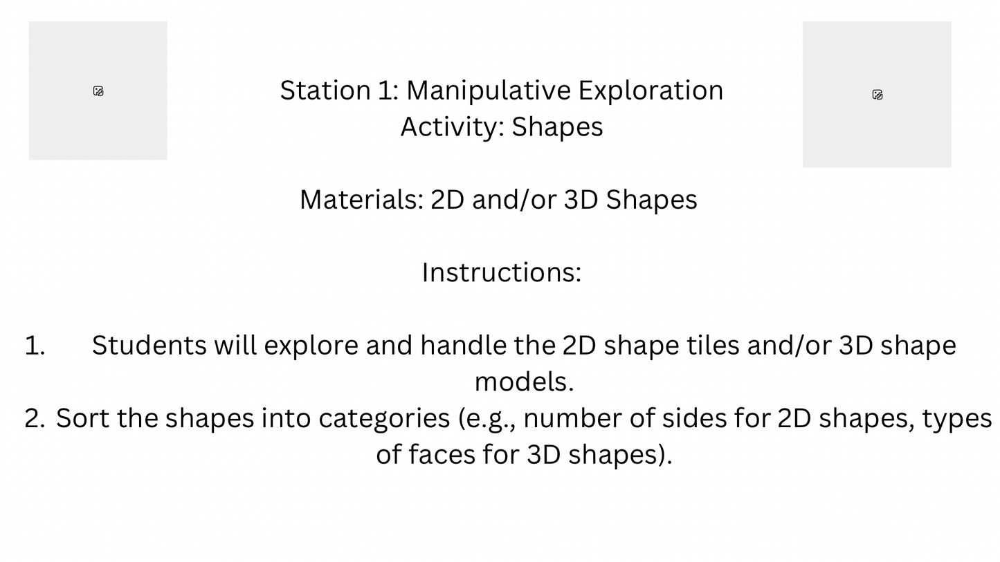 4th Grade Geometry Station Activities