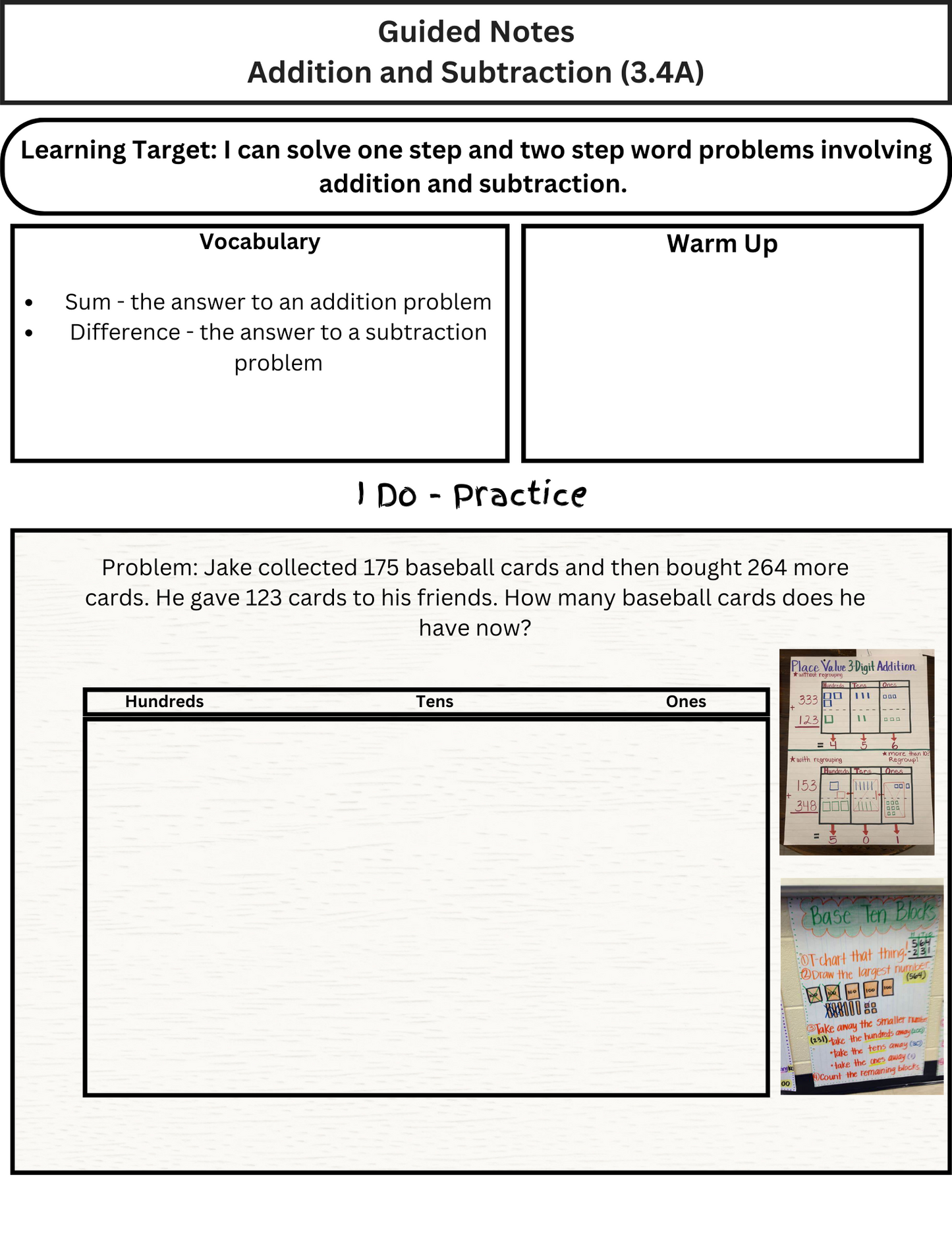 3rd Grade Yearlong Math Guided Notes & PowerPoint (TEKS Based)