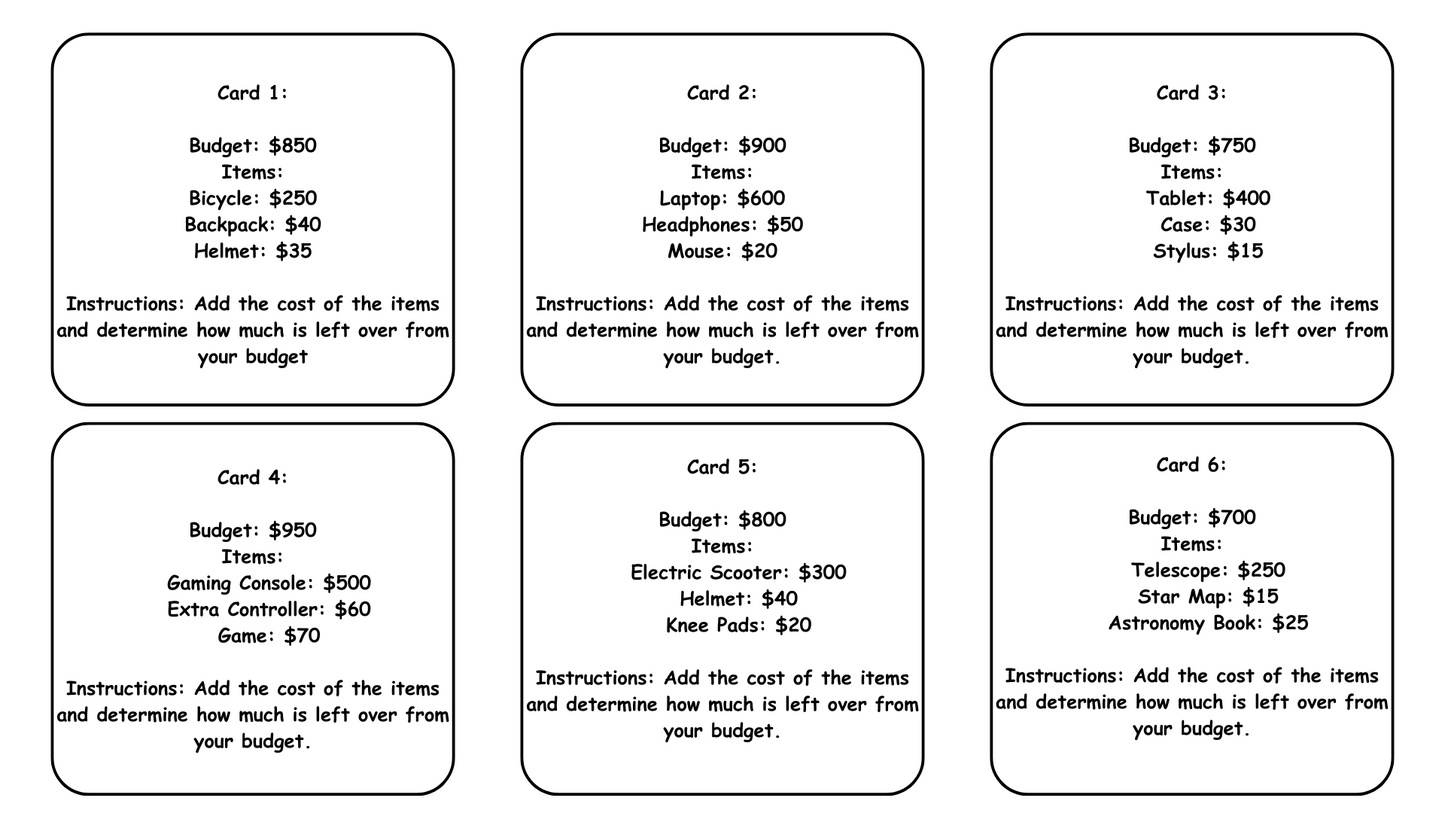 3rd Grade Addition & Subtraction Station Activities