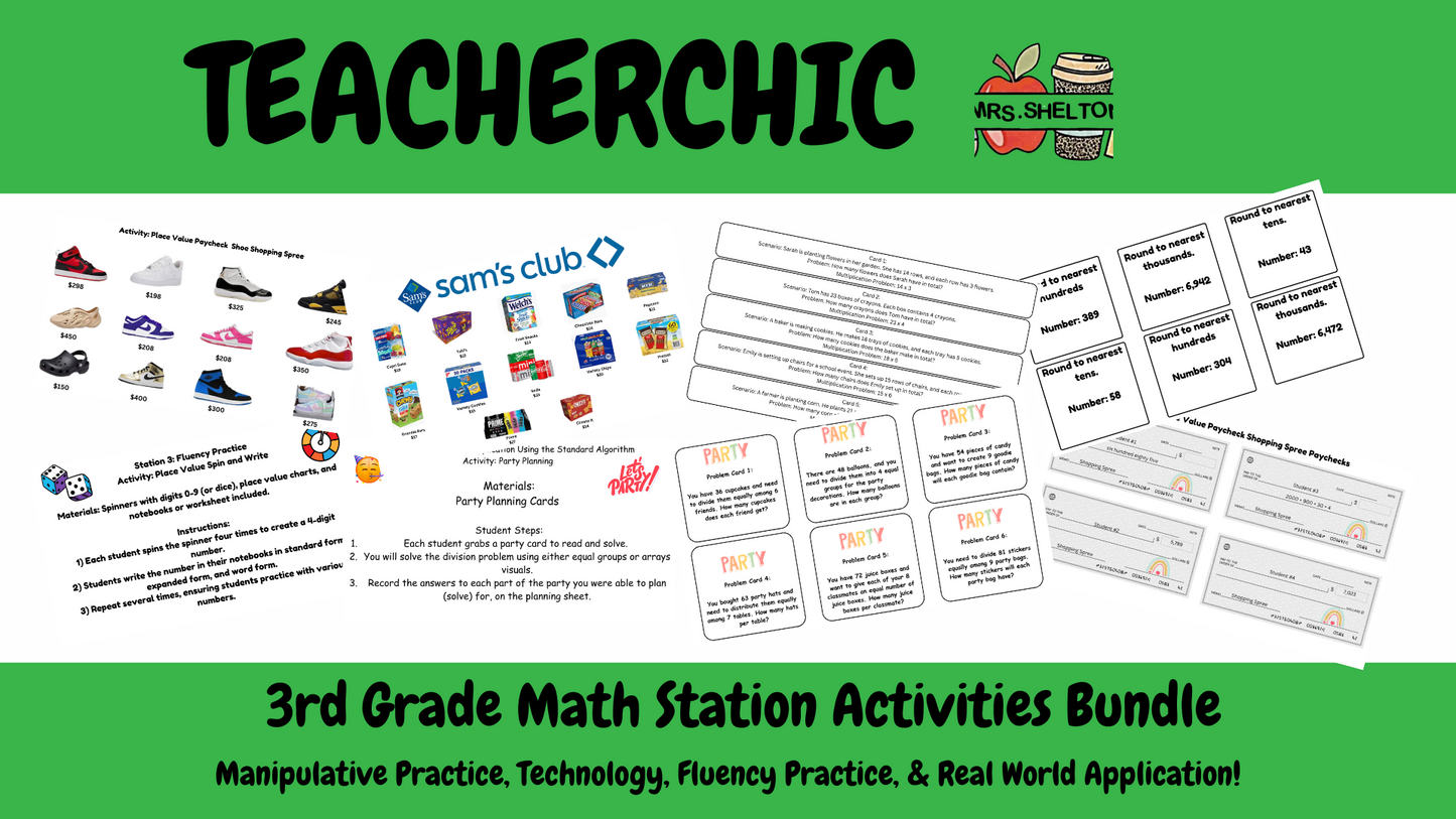 3rd Grade Ultimate Math Station Activities Bundle