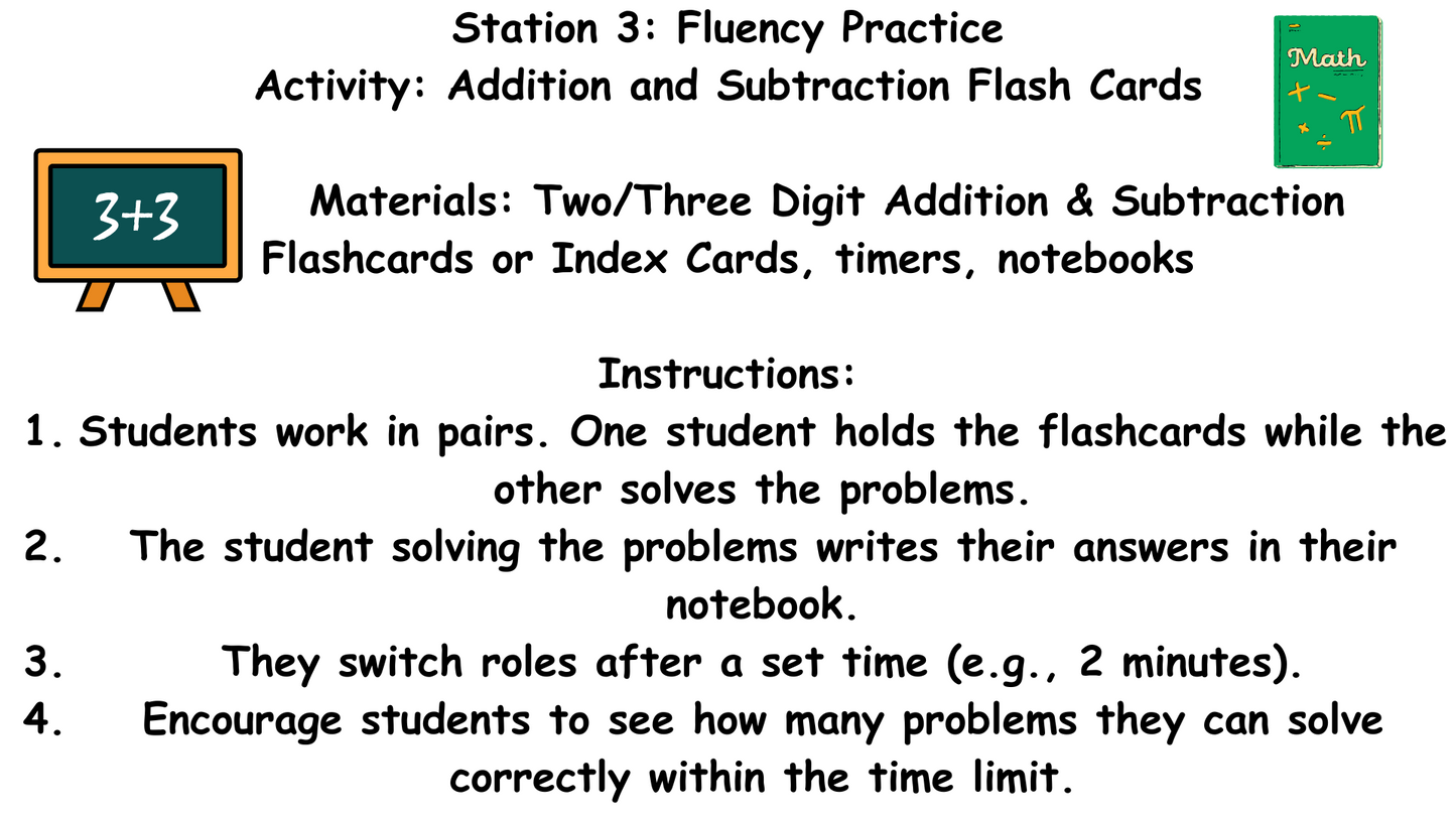 3rd Grade Addition & Subtraction Station Activities