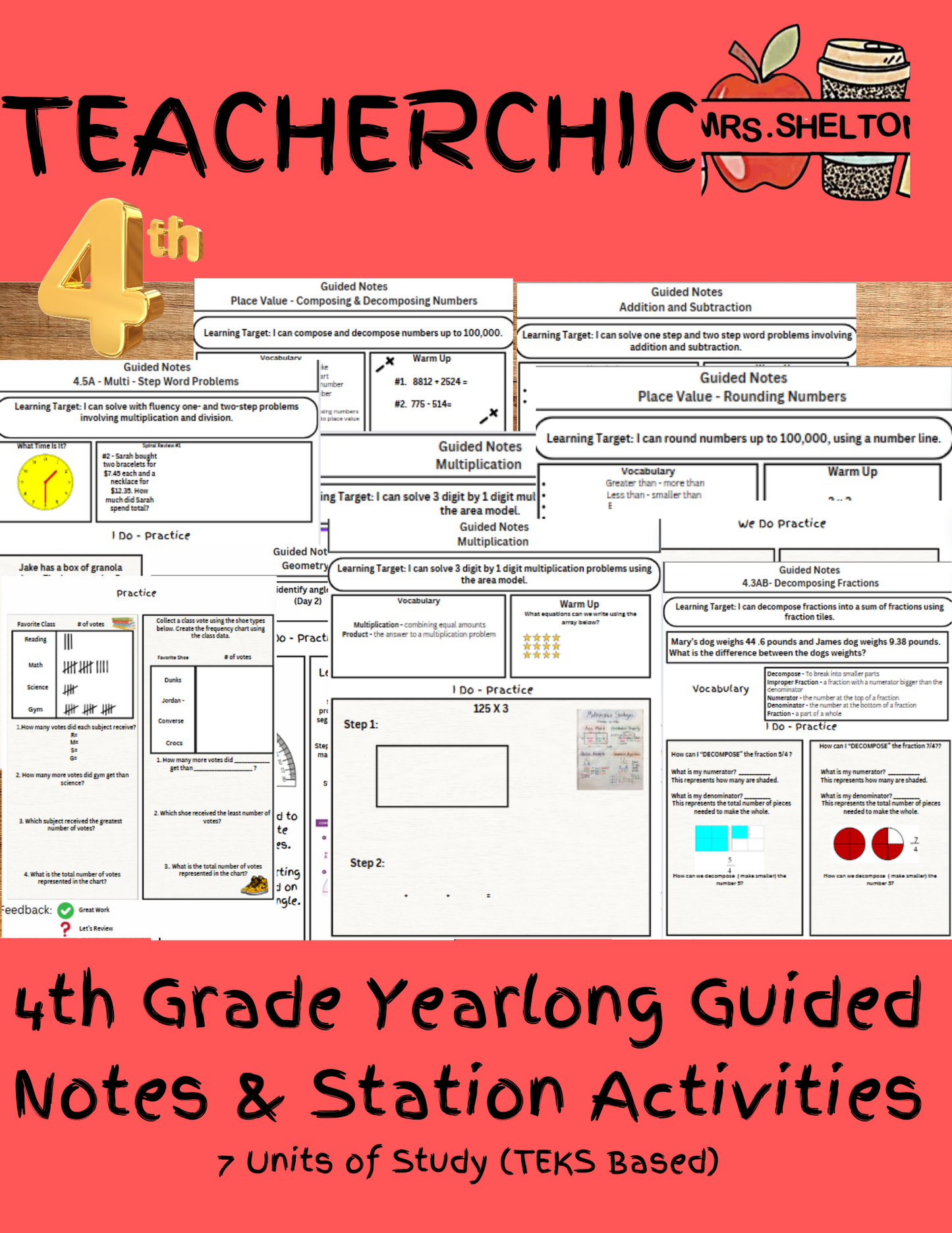 4th Grade Guided Notes & Station Activities Bundle (Yearlong)