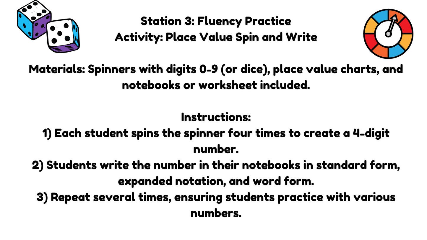 4th Grade Place Value Station Activities