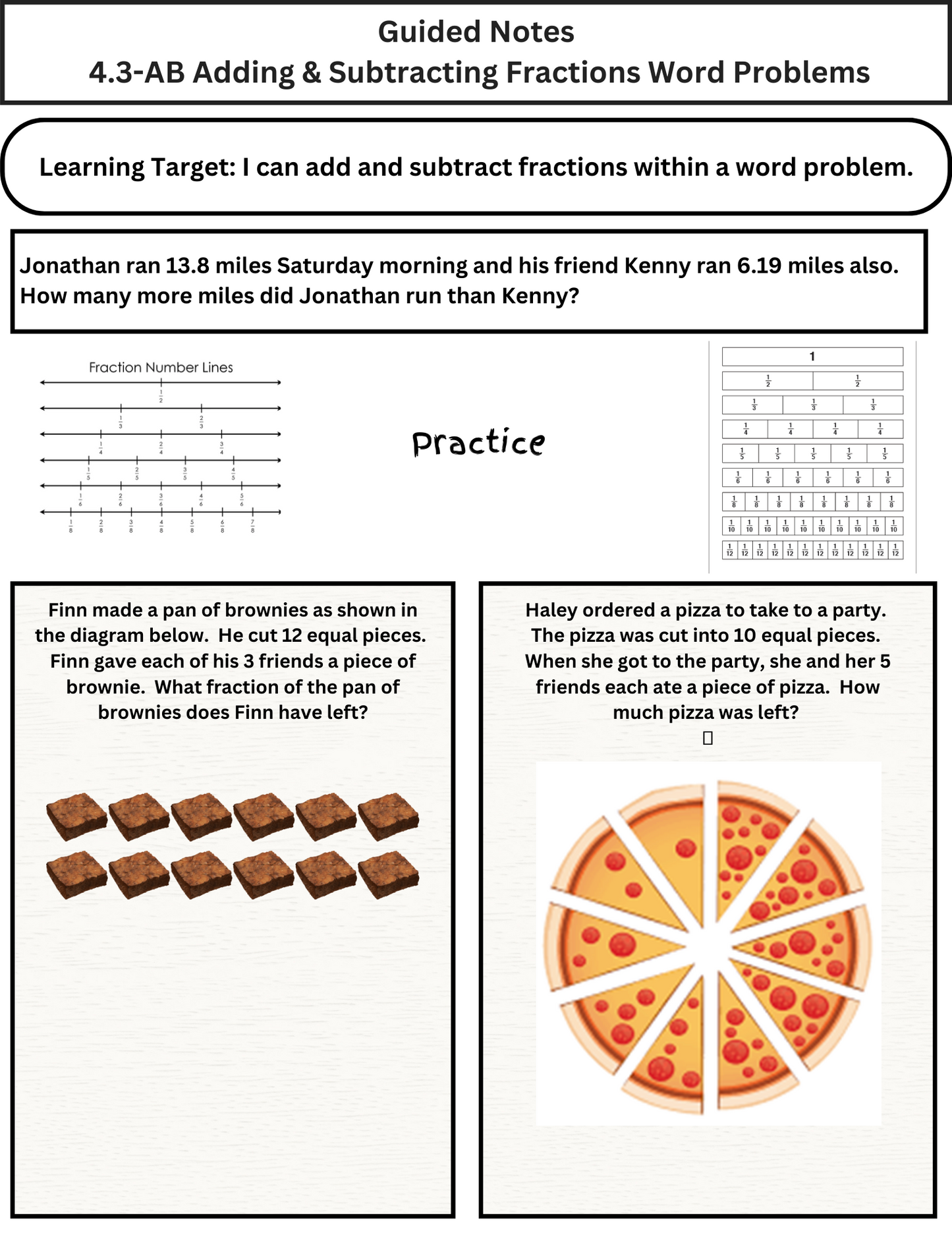 4th Grade Fractions Guided Notes