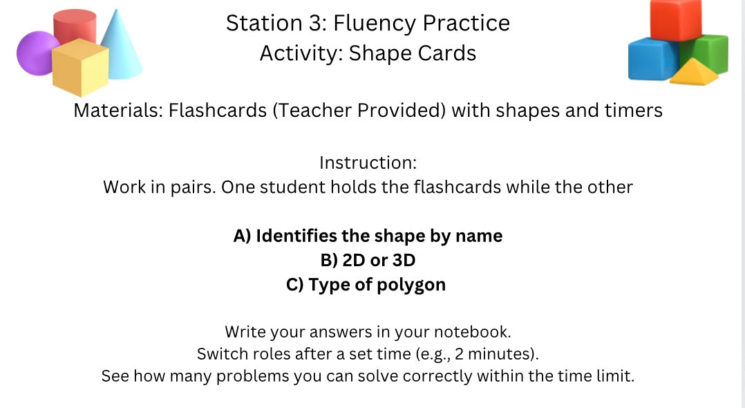 4th Grade Geometry Station Activities