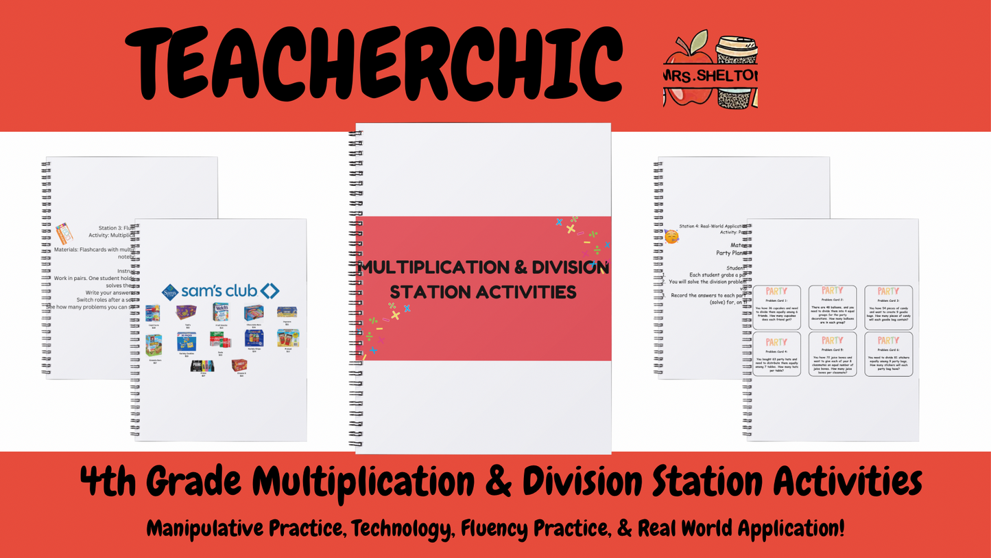 4th Grade Multiplication & Division Station Activities