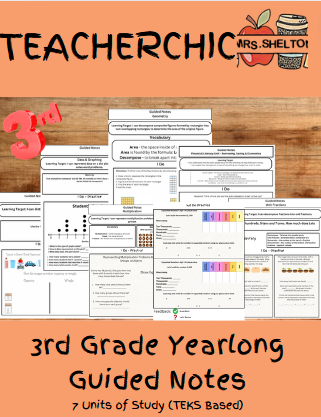 3rd Grade Yearlong Math Guided Notes & PowerPoint (TEKS Based)