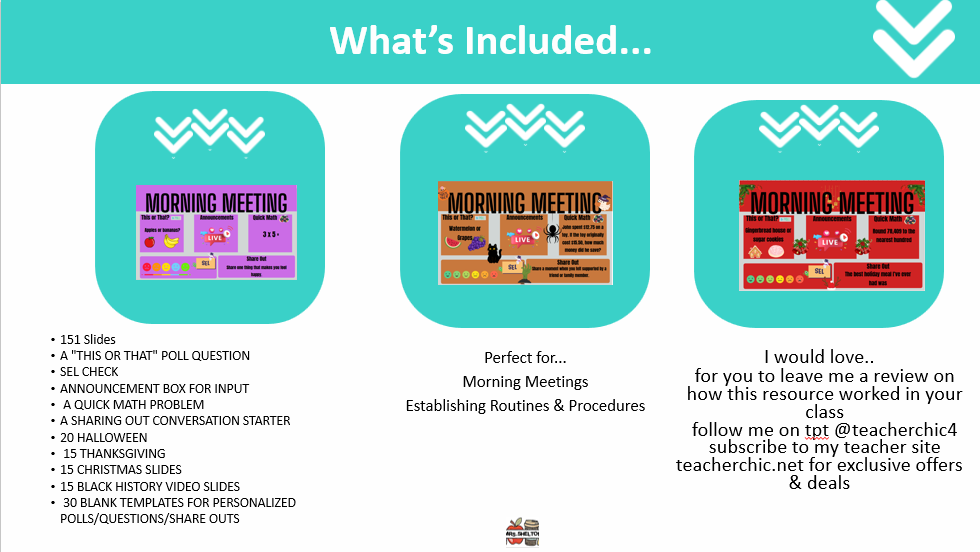 Editable Morning Meeting Slides (151 Total)